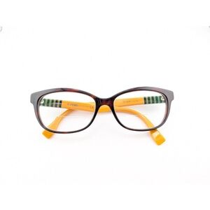 Fendi Brown Frame Glasses with Yellow Temples